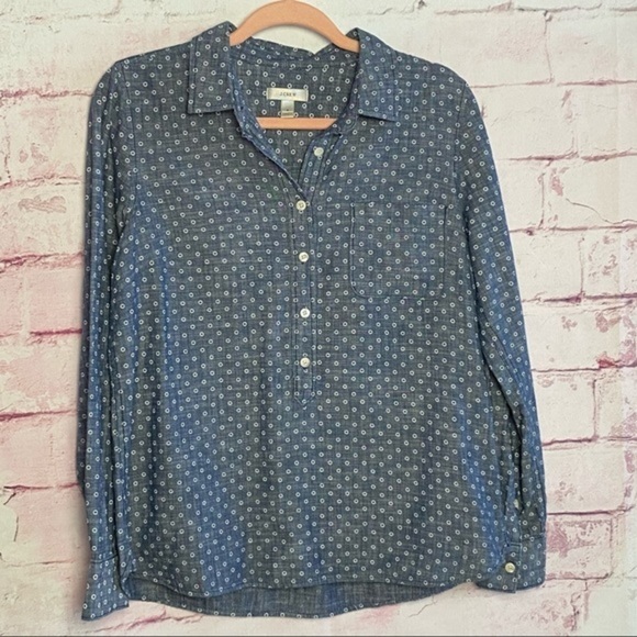J. CREW Denim Blue Button Up Long Sleeve Shirt - Picture 5 of 10